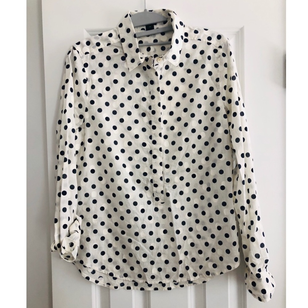 JCREW (navy) polka dot long sleeve button up